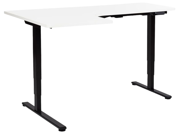 Electric Adjustable Left Corner Desk 160 x 59 cm Black and White DESTINES